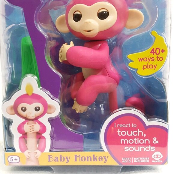 WowWee Fingerlings Interactive Baby Monkey Bella Pink 2016 With Stand 5" NEW - Picture 3 of 9